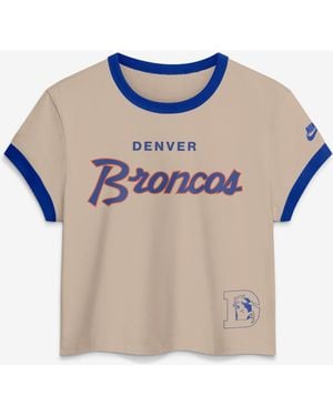 Nike Denver Broncos Rewind Ringer Mod Cropped T-Shirt - Blue