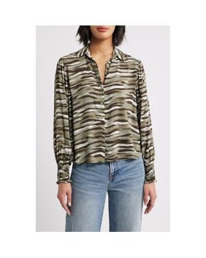 Cloth & Stone Zebra Print Shirt - Green