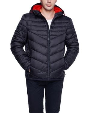 Rokka&Rolla Lightweight Quilted Hooded Puffer Jacket - Blue