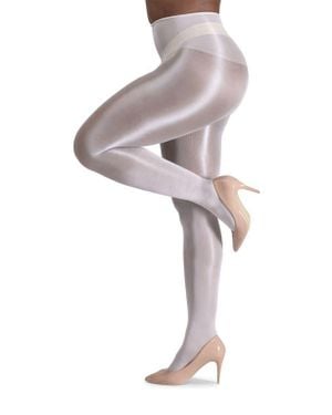 LECHERY Lustrous Silky Shiny 40-Denier Semi-Opaque Tights - White