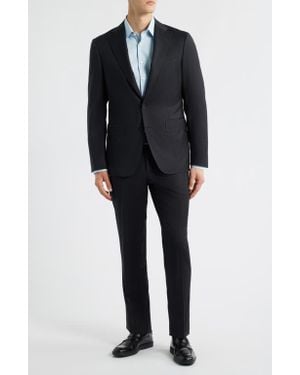 Canali Capri Trim Fit Glen Check Wool Suit - Black