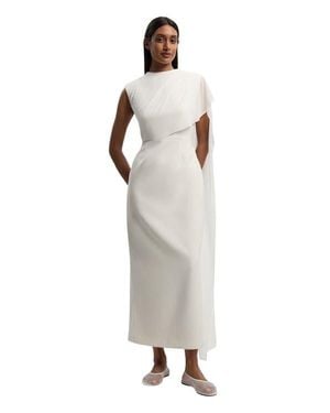 Karen Millen Tailored Cape Drape Maxi Dress - White