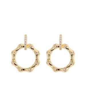 ATHRA LUXE Cubic Zirconia Bamboo Drop Earrings - Metallic