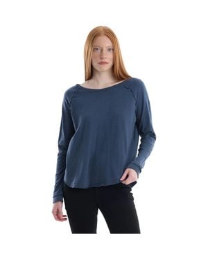 Wilt Raglan Long Sleeve Tee With Ruffle Detail - Blue