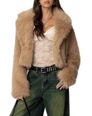 Edikted Sierra Faux Fur Jacket - Natural