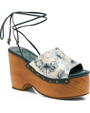 Free People Front Row Wraparound Ankle Strap Platform Sandal - Blue