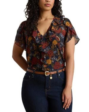 Ralph Lauren Floral Ruffle Top - Black