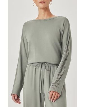 Splendid Jada Pointelle Sweatshirt - Gray