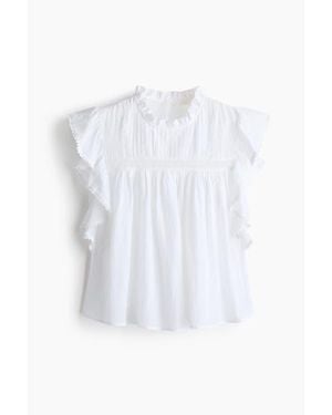H&M Frill-Trimmed Blouse - White