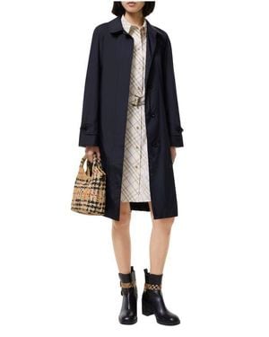 Burberry Long Belted Nylon Car Coat - Blue