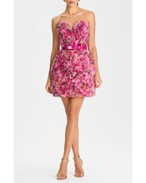 Nadine Merabi Addison Floral Strapless Minidress - Red