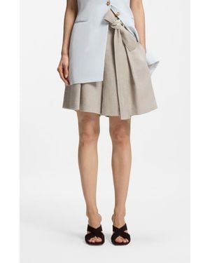 BOSS Tojuna Belted High Waist Shorts - White