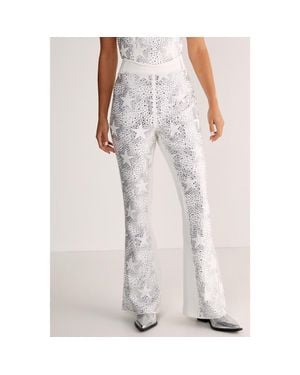 Nasty Gal Star Diamante Tailored Flare Pants - White