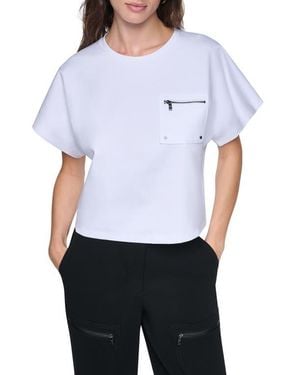 DKNY Zip Pocket Dolman Sleeve T-Shirt - White