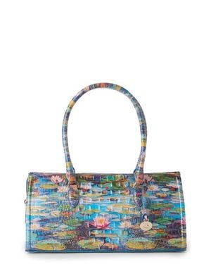 Brahmin Sophia Croc Embossed Leather Satchel - Blue