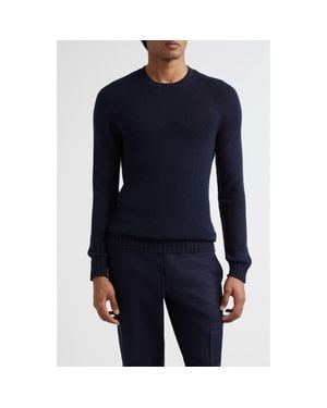 Thom Sweeney Bourette Silk Crewneck Sweater - Blue
