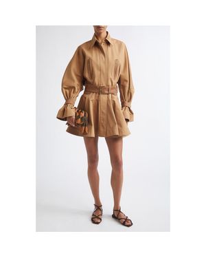 Zimmermann Valiant Long Sleeve Cotton Drill Minidress - Brown