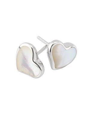 Jan Leslie Heart Stud Earring Set - Metallic