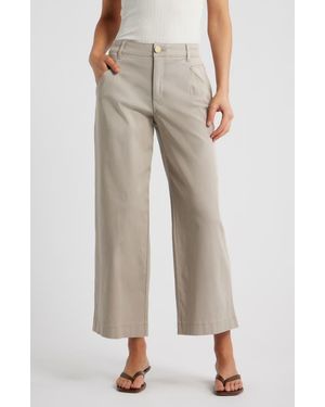 Wit & Wisdom Wyatt Skyrise Crop Wide Leg Twill Pants - Natural