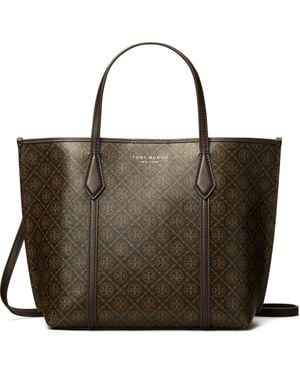 Tory Burch Small Perry Coated Canvas Tote - Green