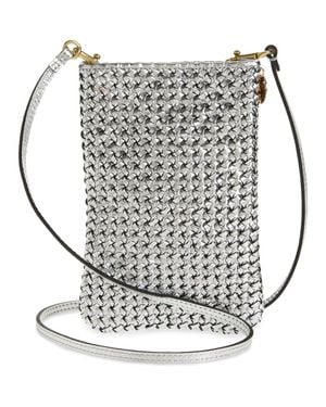Clare V. Poche Woven Leather Crossbody Bag - White