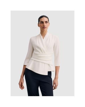The Fold Belleville Draped Wrap Blouse - White