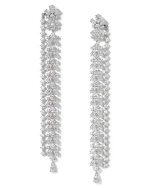 Nadri Starlet Extra Long Linear Drop Earrings - White