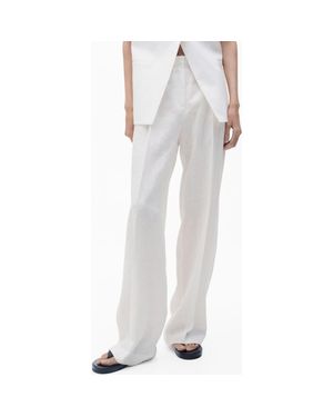 Mango Straight Leg Linen Pants - Gray