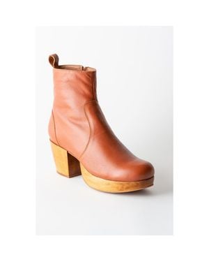 Fortress Charli Leather Platform Clog Boot - Brown