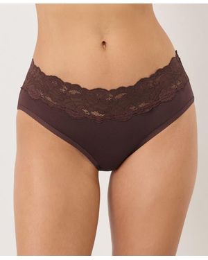 Pact Lace Waist Brief 3-Pack Made With Organic Cotton - Brown