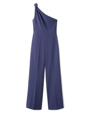Mango Knotted One-Shoulder Jumpsuit - Blue