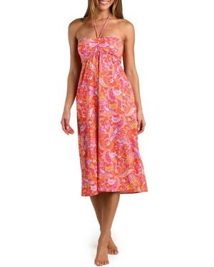 Sunshine 79 Paisely Daze Halter Midi Dress - Red