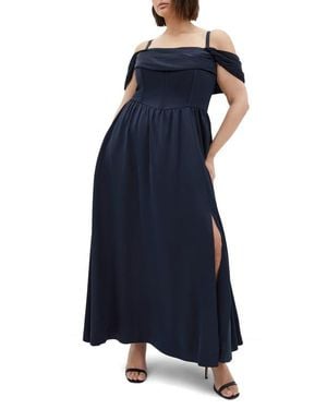 City Chic Angel Love Corset Maxi Dress - Blue