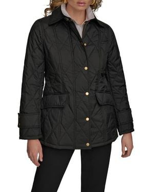 Donna Karan Water Resistant Quilted Barn Jacket - Black