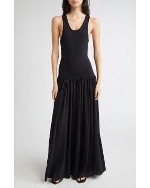 Loulou de Saison Jada Drop Waist Jersey Maxi Dress - Black