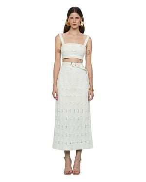 AMUR Jay Textured Twill Midi Skirt - Green