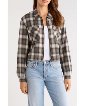 RE/DONE Viv Plaid Cropped Cotton Jacket - Black