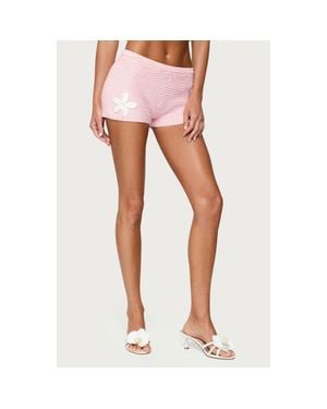 Edikted Tahna Flower Crochet Shorts - Pink