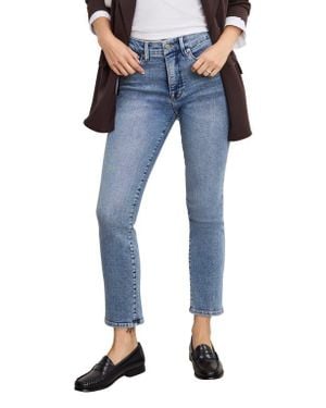 GOOD AMERICAN Soft-Tech Good Legs Mid Rise Straight Leg Jeans - Blue