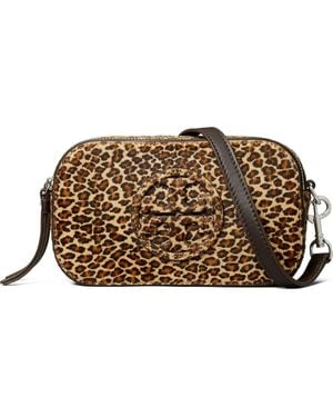 Tory Burch Mini Miller Leopard Print Genuine Calf Hair Crossbody Bag - Brown