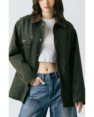 Blank NYC Waxed Cotton Blend Barn Jacket - Green