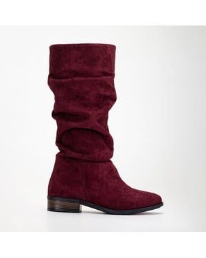 Forever & Always Shoes Maribel Knee High Slouch Boots - Red