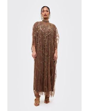 Beauut Embellished Sequins Gown - Brown