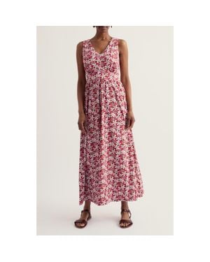 Seasalt Cornwall Polmanter Floral Sleeveless Organic Cotton Jersey Maxi Dress - Red