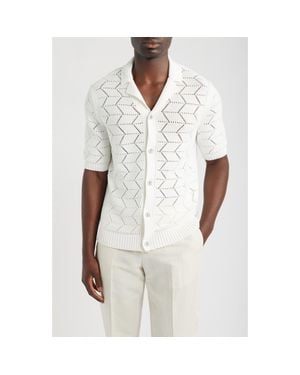 Reiss Dalkeith Open Knit Camp Shirt - White