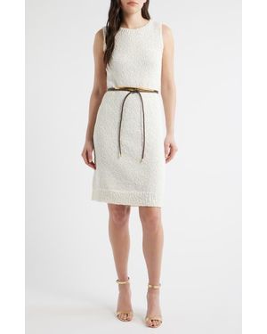 Donna Karan Bouclé Knit Sheath Dress - White