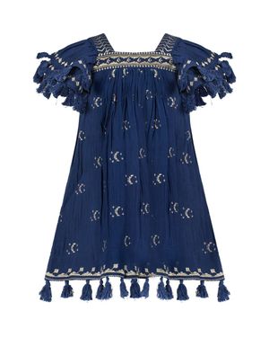 MER ST BARTH Mini Sandrine Dress Galaxy Embroidery - Blue