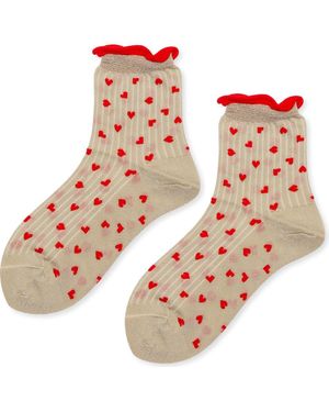 Hansel From Basel Spiffy Hearts Short Crew Socks - Purple