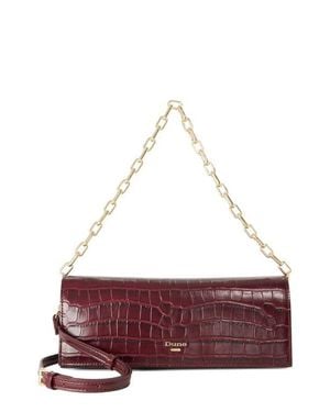 Dune Bemuse Croc Embossed Faux Leather Shoulder Bag - Purple