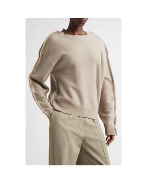 AISLING CAMPS Sculpted Wool Blend Pullover Sweater - Natural